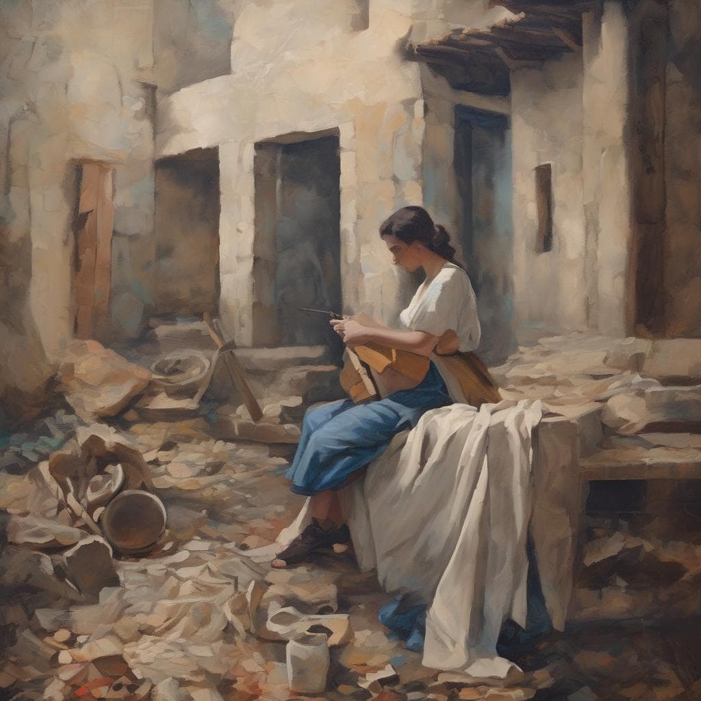 Ανθρώπινη γυναίκα διαβάζει σε εγκαταλελειμμένο κτήριο, καλλιτεχνική προσωπικότητα, δημιουργικότητα, τέχνη.